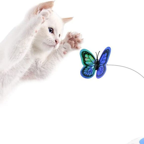 Gogomeow 3 in 1 Electric Butterfly Interactive Cat Toy, Flutter Rotating Kitten - Picture 2 of 3